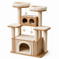 Árbol para gatos de MDF con plataformas y caseta de poliéster beige 120 cm