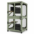 Jaula para gatos de madera y acero galvanizado verde con estantes