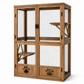 Jaula de madera y malla de acero galvanizado para gatos 150x100x50cm