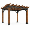 Pérgola de Madera y Metal Marrón/Negro 300x400 cm