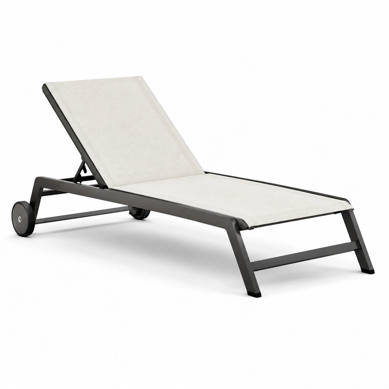 Tumbona de aluminio exterior con tela beige