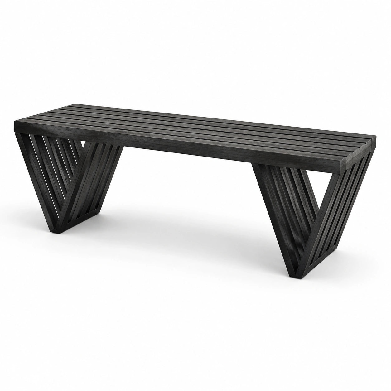 Banco de madera de acacia negro para interior y exterior