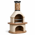 Barbacoa de piedra volcánica y ladrillo refractario con chimenea 180x150x70 cm