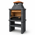 Barbacoa de piedra y ladrillo refractario con chimenea 120x50x220 cm