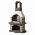 Barbacoa de ladrillo y piedra con acero inoxidable gris 120 x 65 x 210 cm