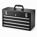 Caja de herramientas de acero negro con 4 cajones y cerradura 52x22x30 cm