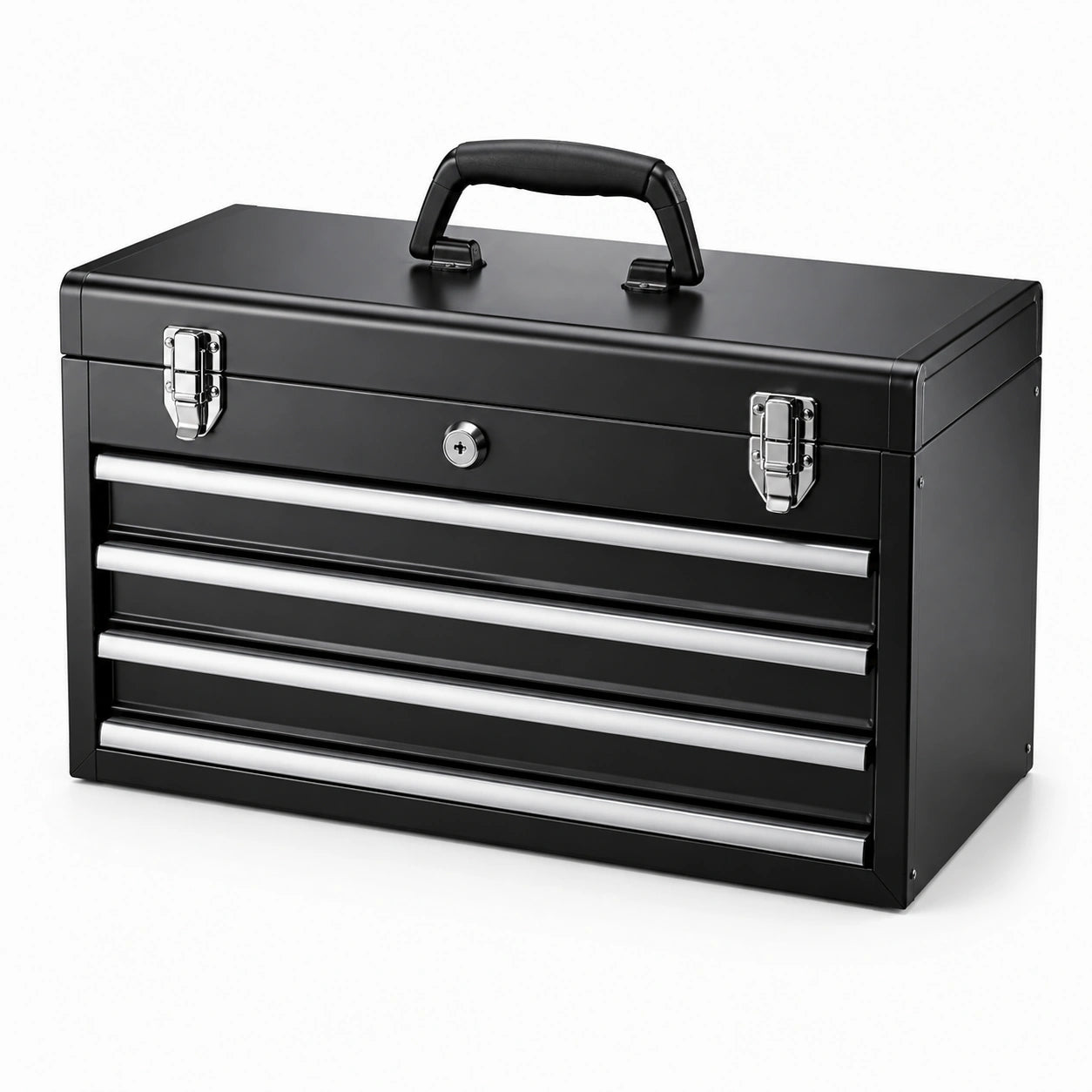 Caja de herramientas de acero negro con 4 cajones y cerradura 52x22x30 cm