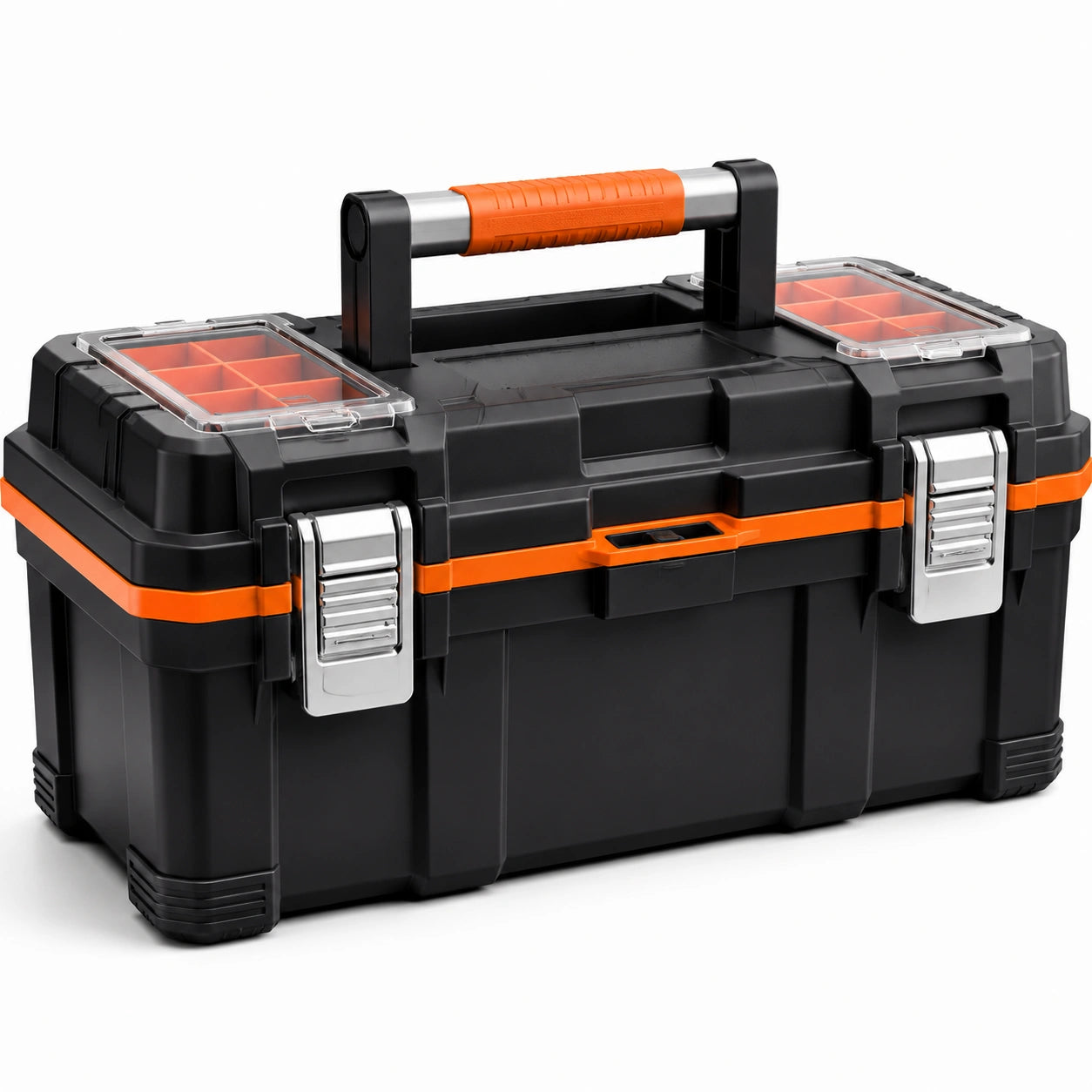 Caja de herramientas de polipropileno negro con asas metálicas 50x25x20 cm