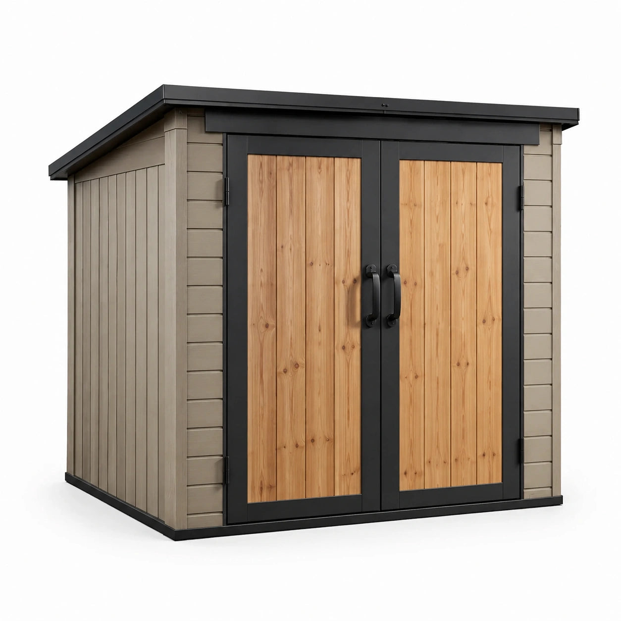 Cobertizo de resina y madera con puertas dobles 200x130x210 cm