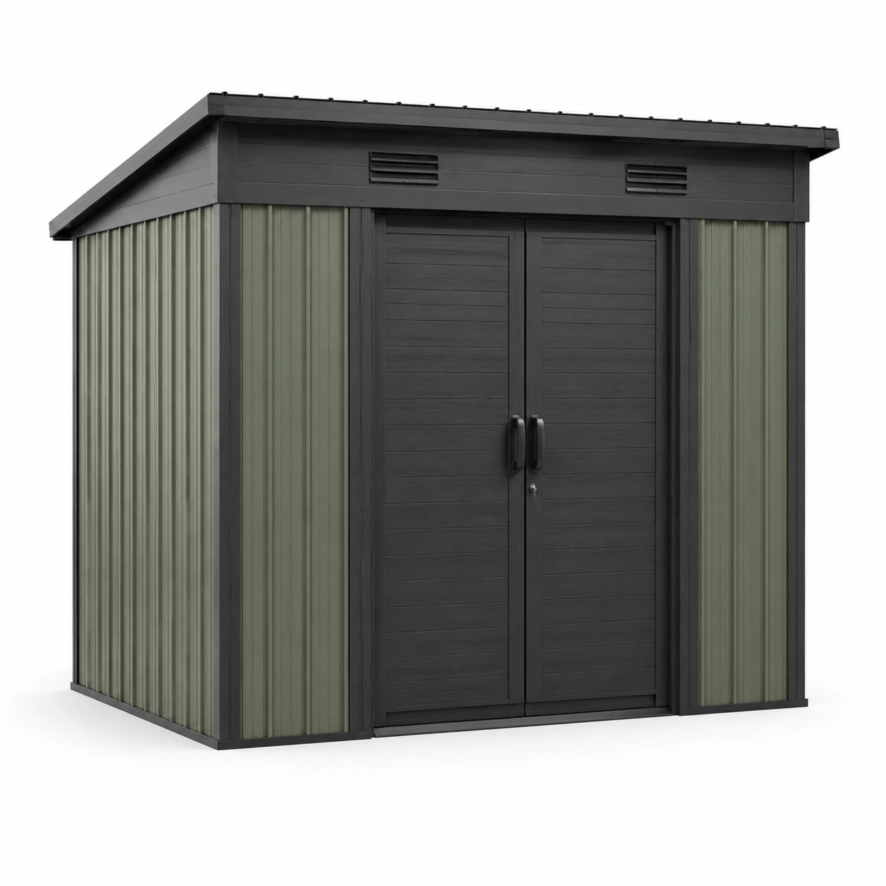 Cobertizo de resina PVC gris y verde 122x183x200 cm