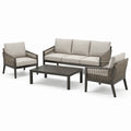 Conjunto de jardín de aluminio y cuerda gris con cojines beige